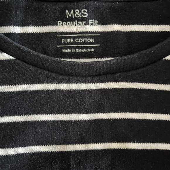 Marks & Spencer Navy & White Striped Tee - Picture 4 of 7
